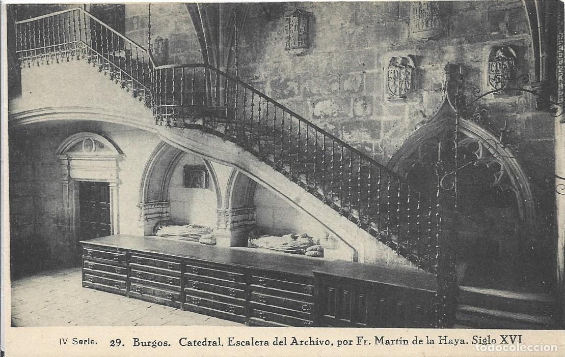 Postales: BURGOS - CATEDRAL ESCALINATA DEL ARCHIVO DE FR.MARTIN DE HAYA SIGLO XVI - HAUSER Y MENET