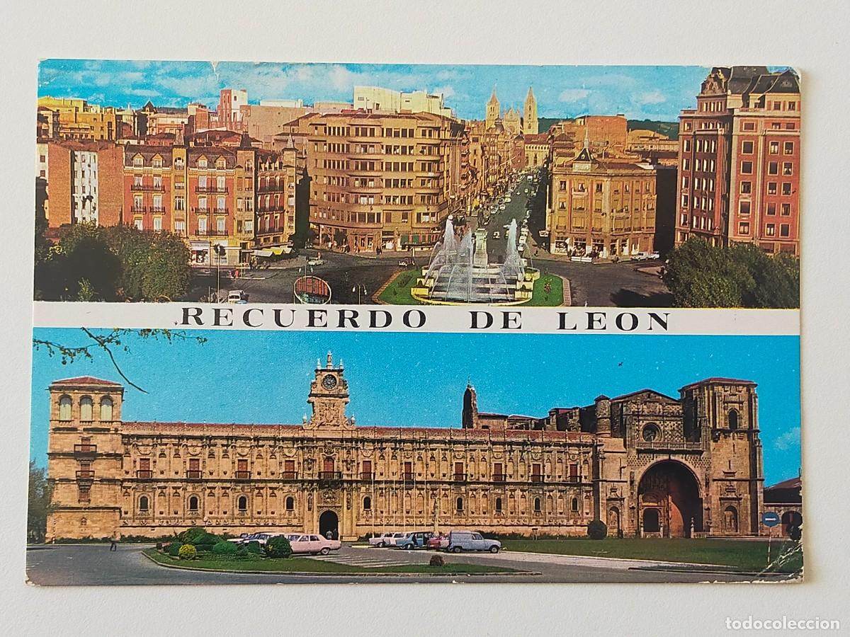 Postales: Postal LEON: Plaza Guzm&aacute;n El Bueno y Hostal de San Marcos - Hijos de F. Alonso - Circulada y escrita