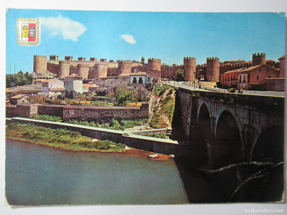 Postales: &Aacute;vila - R&iacute;o Adaja y murallas - Escrita - Arruga en pico y despegada de cartulina (ver reverso)