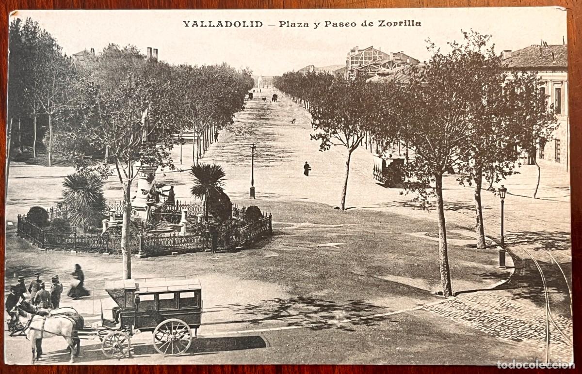 Postales: Valladolid, Plaza y paseo de Zorrilla, J.H. Sin circular.