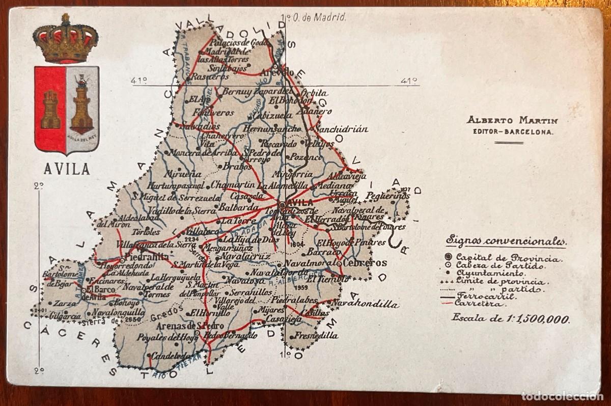 Postales: ANTIGUA POSTAL MAPA DE &Aacute;VILA, ED. ALBERTO MART&Iacute;N, SIN CIRCULAR, DIVIDIDA