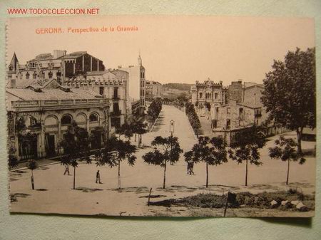 Postales: GERONA PERSPECTIVA DE LA GRAN VIA - Foto 1