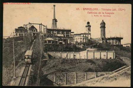 Postales: BARCELONA 65: TIBIDABO, EDIFICIOS DE LA CUSPIDE - Foto 1