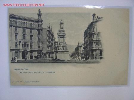 Postales: BARCELONA Monumento de G&uuml;ell y Ferrer - Foto 1