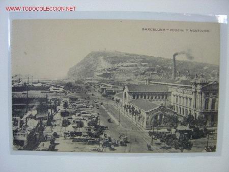 Postales: BARCELONA Aduana y Montjuich - Foto 1