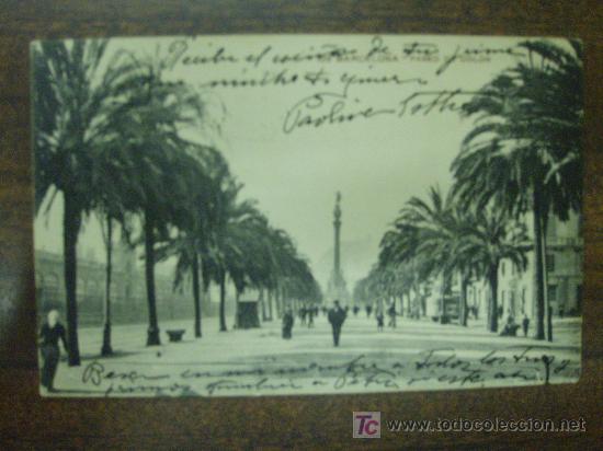 Postales: POSTAL DE BARCELONA. Paseo de Col&oacute;n. - Foto 1