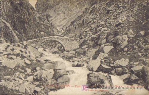 Postkarten: TARJETA POSTAL DE CAMI DE NURIA N&ordm; 6. ( GERONA). PONT DE CREMAL, EL RIU NURIA I SALT DEL SASTRE.