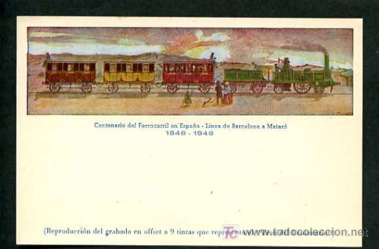 Postales: Matar&oacute;. *Centenario del Ferrocarril 1848-1948* Nueva. - Foto 1