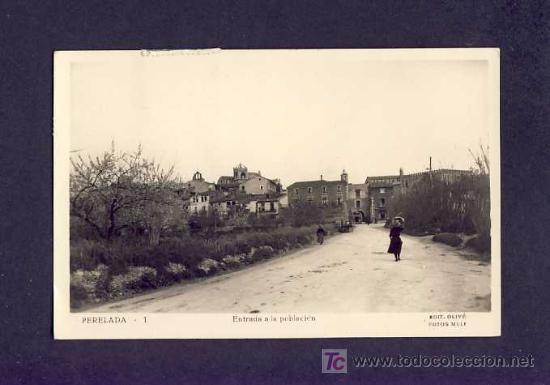 Postales: Postal de PERELADA (Girona): Entrada a la poblaci&oacute; (Ed.Oliv&eacute; num.1) - Foto 1