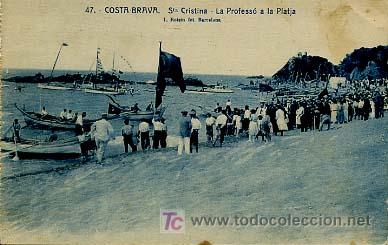 Postales: COSTA BRAVA. SANTA CRISTINA. LA PROFESS&Oacute; A LA PLATJA. (L. ROISIN). PROCESION.