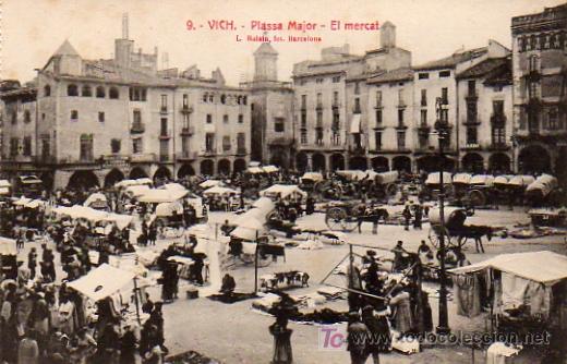 Postales: VICH - PLASSA MAJOR - EL MERCAT - Foto 1