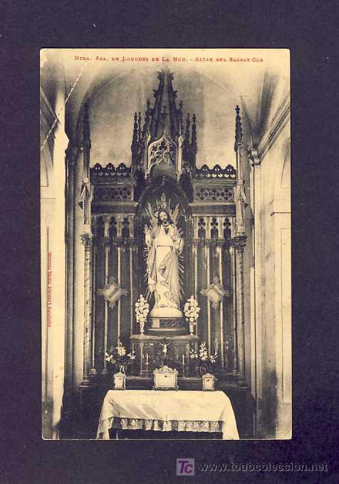 Postales: Postal de LA NOU: Santuari de Lourdes, Altar del Sagrat Cor
