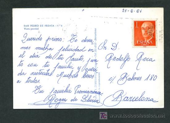 Postales: Premi&agrave; de Dalt. Ed. Zerkowitz n&ordm; 2. Circulada 1964. - Foto 2