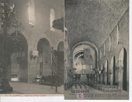 Postales: MONASTIR DE RIPOLL. NAU CENTRAL. DUES POSTALS - Foto 1