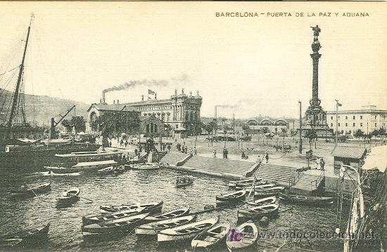 Postales: BARCELONA. PUERTA DE LA PAZ Y ADUANA. - Foto 1