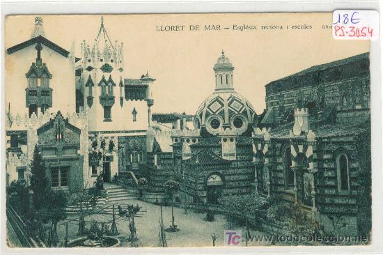 Postcards: (PS-3054)POSTAL DE LLORET DE MAR-ESGLESIA,RECTORIA I ESCOLES