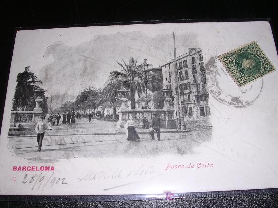 Postales: BARCELONA, PASEO DE COLON, 1902 - Foto 1