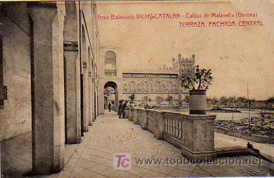 Postais: GRAN BALNEARIO VICHY CATALAN. CALDAS DE MALAVELLA. TERRAZA. FACHADA CENTRAL.