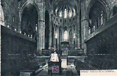 Postales: POSTAL DE GIRONA, INTERIOR DE LA CATEDRAL - Foto 1