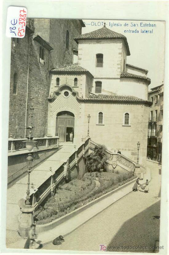Postcards: (PS-3887)POSTAL DE OLOT-IGLESIA DE SAN ESTEBAN ENTRADA LATERAL