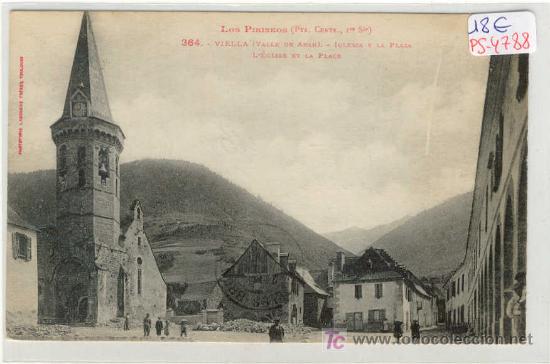 Postkarten: (PS-4788)POSTAL DE VIELLA-VALLE DE ARAN(LLEIDA)-IGLESIA Y LA PLAZA