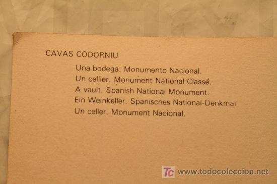 Postales: Postal cavas Codorniu 1976 - Foto 2