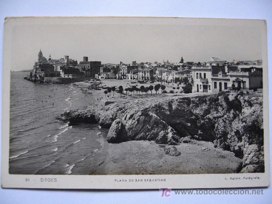 Postales: SITGES - PLAYA DE SAN SEBASTIAN - Foto 1