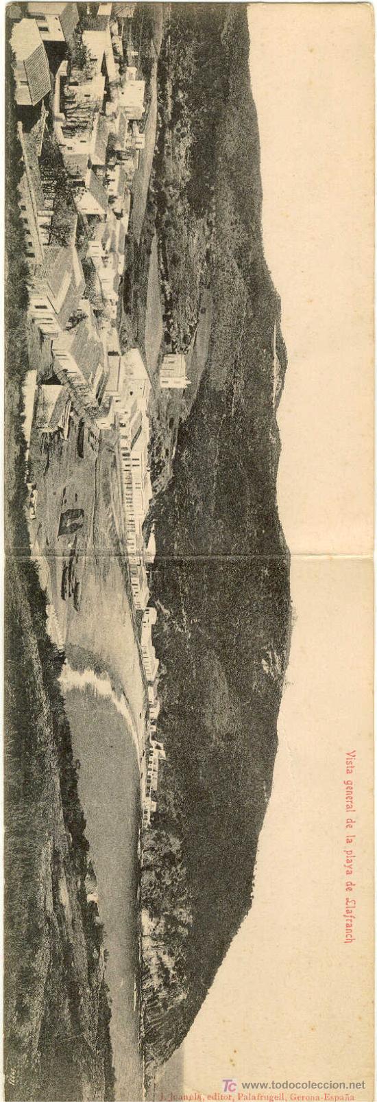 Postcards: (PS-5130)POSTAL DOBLE DE LLAFRANCH(GIRONA)-VISTA GENERAL DE LA PLAYA