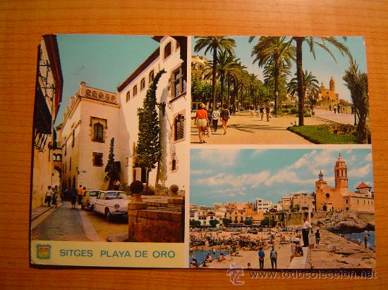 Postales: POSTAL SITGES PLAYA DE ORO CIRCULADA - Foto 1