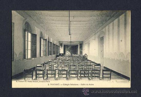 Postales: Postal de MATARO: Col.legi Salesi&agrave;: Sal&oacute; d' actes, teatre (Ed.Tourte num.5)