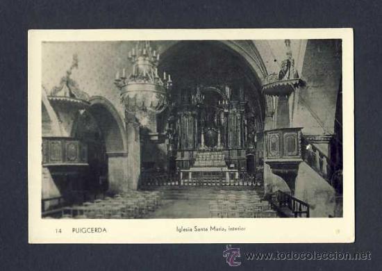 Postales: Postal de PUIGCERDA: Esgl&eacute;sia de Santa Maria, interior (num.14)