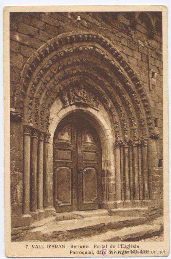 Postales: POSTAL BETREN (LLEIDA) - PORTAL ESGLESIA PARROQUIAL (S. XII-XIII) - FOTO S. GORD&Oacute;