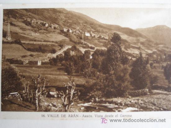 Postales: Valle de Aran. Lerida. N&ordm; 16. Arr&oacute;s. Vista desde el Garona. Silvio Gord&oacute;. Sin circular