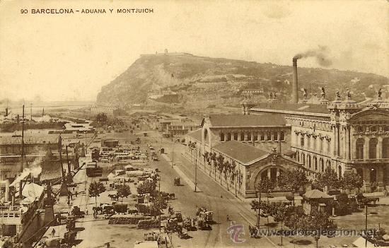 Postales: BARCELONA - ADUANA Y MONTJUICH - Foto 1