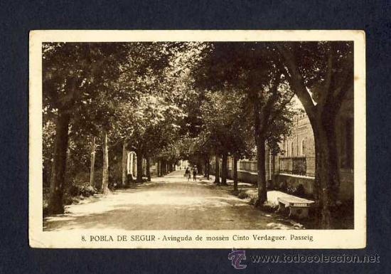 Postcards: Postal de LA POBLA DE SEGUR: Avinguda Mossen Cinto Verdaguer (Ed.S.Gord&oacute; num.8)