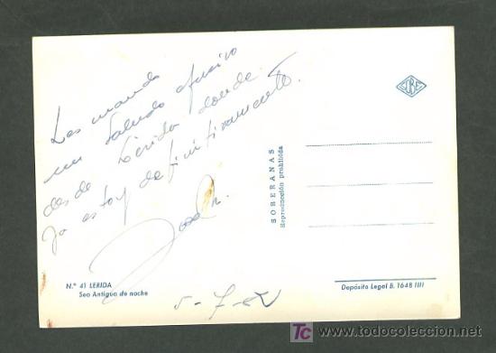 Postales: Lleida. Ed. Soberanas n&ordm; 41. Escrita. - Foto 2