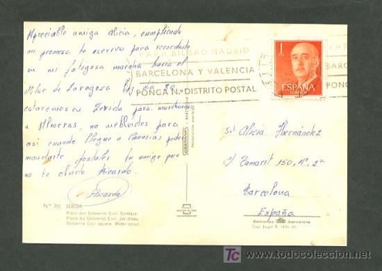 Postales: Lleida. Ed. Soberanas n&ordm; 761. Circulada. - Foto 2
