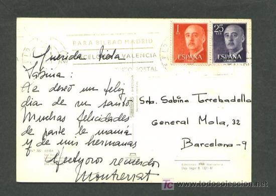 Postales: Lleida. Ed. Soberanas n&ordm; 392. Circulada. - Foto 2