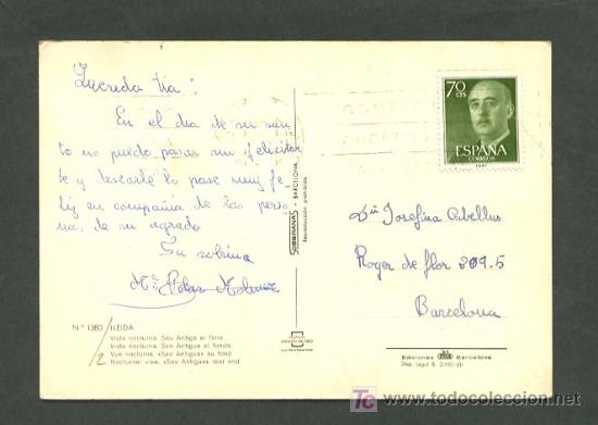 Postales: Lleida. Ed. Soberanas n&ordm; 1380. Circulada. - Foto 2