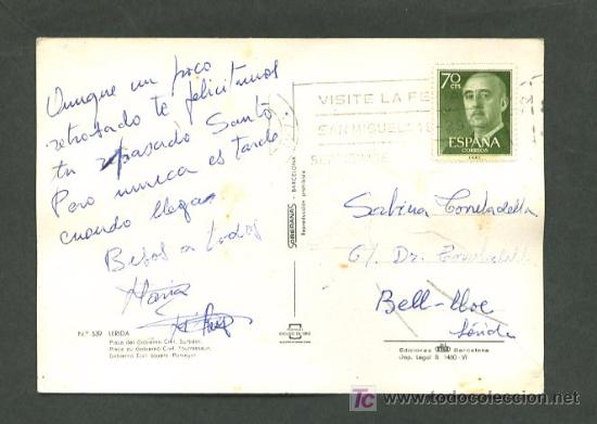 Postales: Lleida. Ed. Soberanas n&ordm; 539. Circulada. - Foto 2