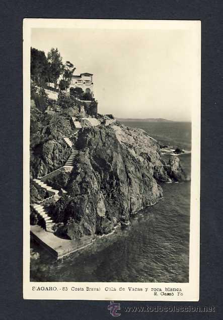Postales: Postal de S' AGARO: Cala de vaques i roca blanca (Gass&oacute; num.85)