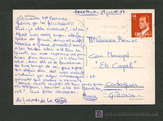 Postales: Girona. Girones.  Edc. Carrera  n&ordm; 21.  Circulada 1987 - Foto 2