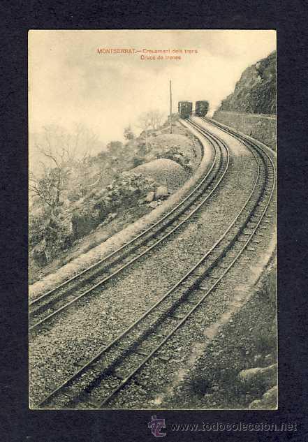 Postcards: Postal de MONTSERRAT: Creuament del tren cremallera (Ed.Roca Serie 4 num.37)