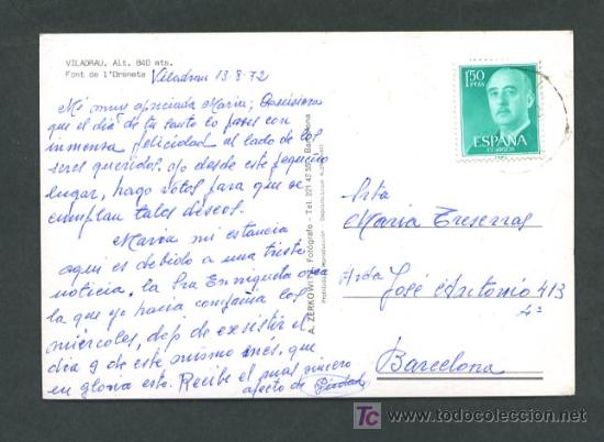 Postales: Viladrau. *Font de l&acute;Oreneta* Edc. A. Zerkowitz. Circulada 1972. - Foto 2