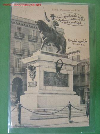 Postales: REUS - MONUMENTO AL GENERAL PRIM - Foto 1