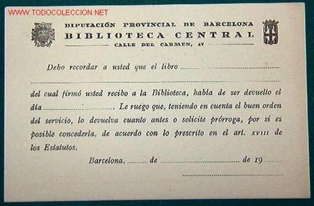 Postales: Tarjeta postal de la Biblioteca Central de la Diputaci&oacute;n Provincial de Barcelona.