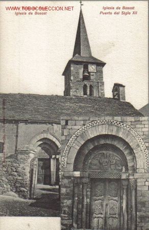 Postcards: TARJETA POSTAL ANTIGUA DEL VALLE DE ARAN N&ordm;2 - IGLESIA DE BOSOST - PUERTA DEL SIGLO XII