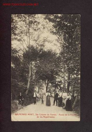 Postcards: Postal de SANTA COLOMA DE FARNERS (Girona): Balneari Mart&iacute;: Passeig  (A.Toldr&agrave;) (animada)