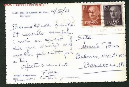 Postales: Cabrils. Ed. Narciso Mas. Circulada 1963 - Foto 2
