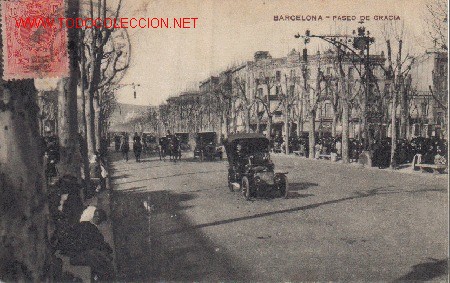 Postales: BARCELONA - PASEO DE GRACIA.- - Foto 1